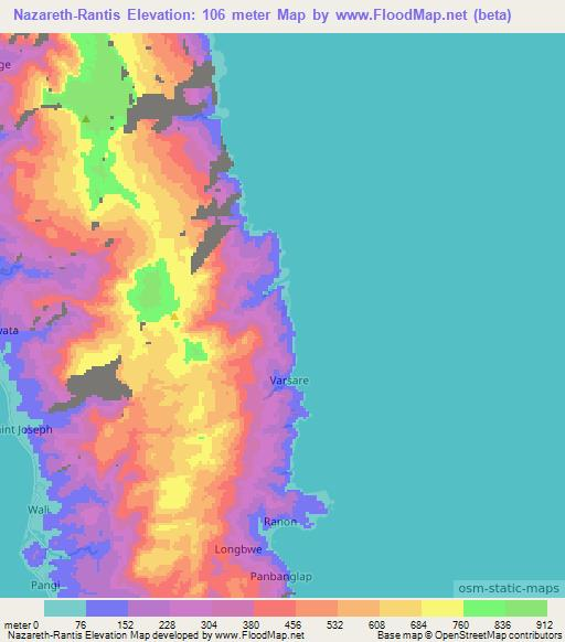 Nazareth-Rantis,Vanuatu Elevation Map