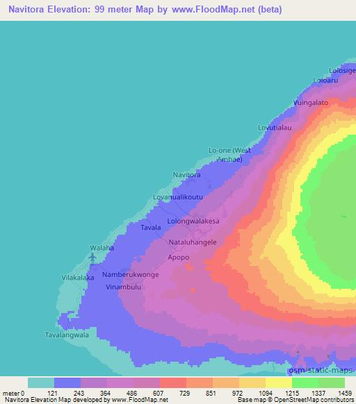 Navitora,Vanuatu Elevation Map