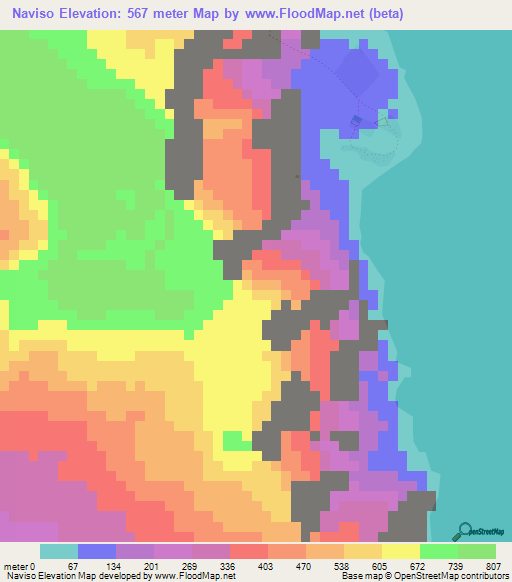 Naviso,Vanuatu Elevation Map