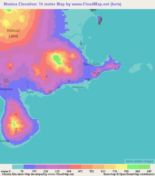 Mosina,Vanuatu Elevation Map
