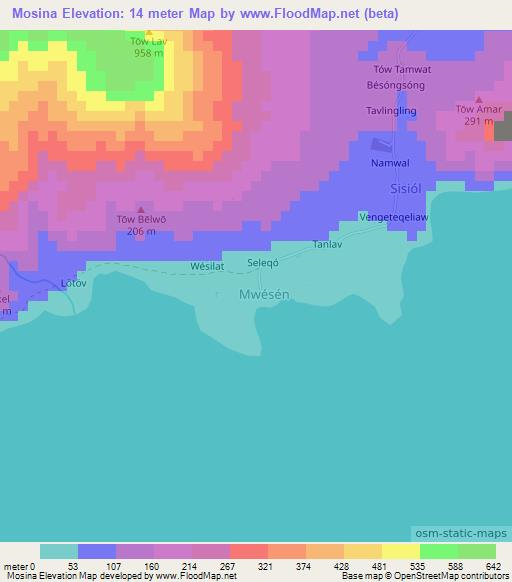 Mosina,Vanuatu Elevation Map