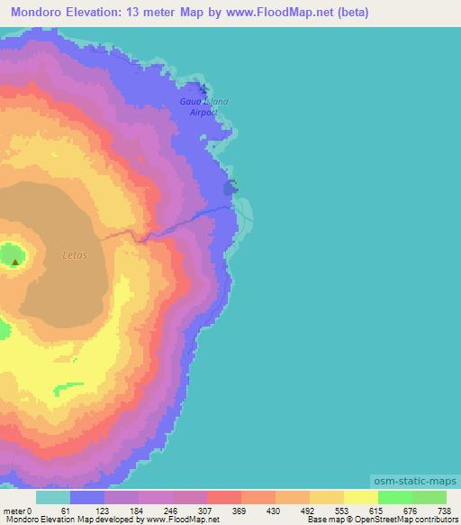 Mondoro,Vanuatu Elevation Map