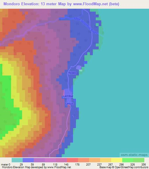 Mondoro,Vanuatu Elevation Map