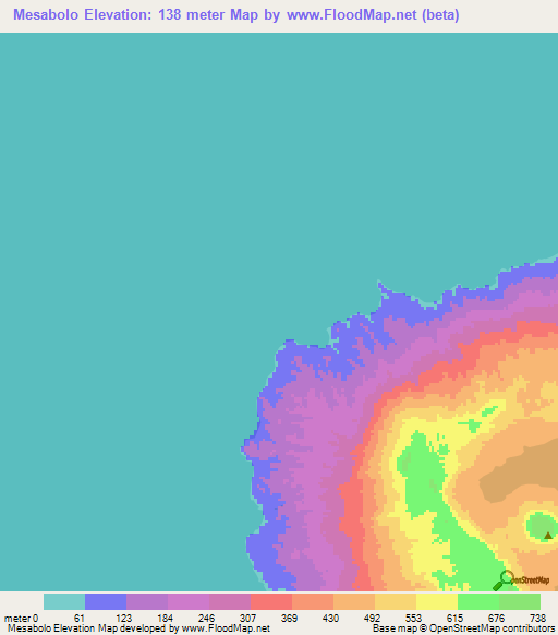 Mesabolo,Vanuatu Elevation Map
