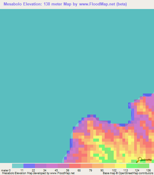 Mesabolo,Vanuatu Elevation Map
