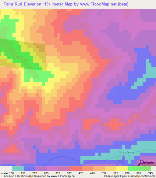 Tanu Rud,Iran Elevation Map
