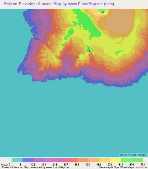 Makeon,Vanuatu Elevation Map
