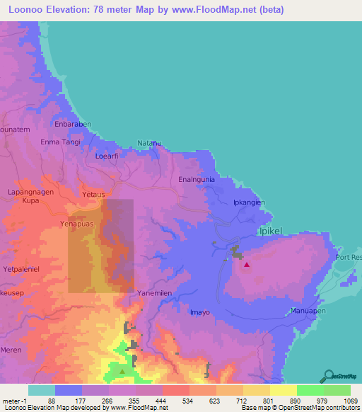 Loonoo,Vanuatu Elevation Map