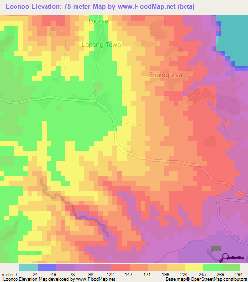 Loonoo,Vanuatu Elevation Map