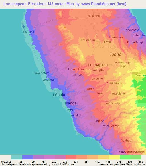 Loonelapeun,Vanuatu Elevation Map