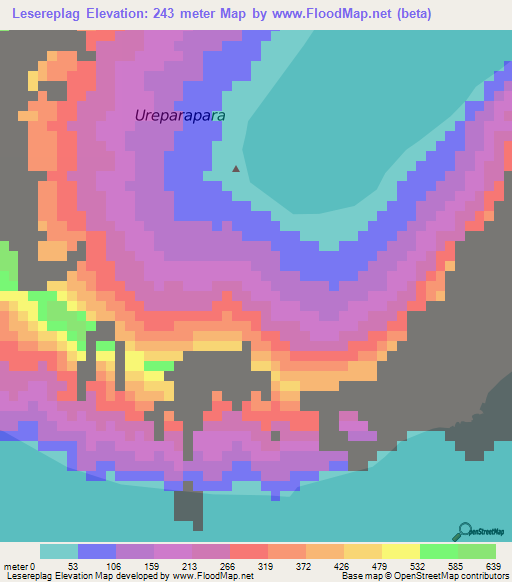 Lesereplag,Vanuatu Elevation Map