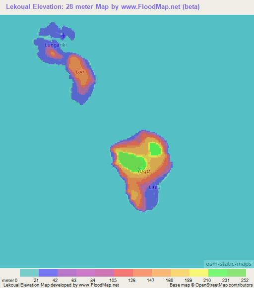 Lekoual,Vanuatu Elevation Map