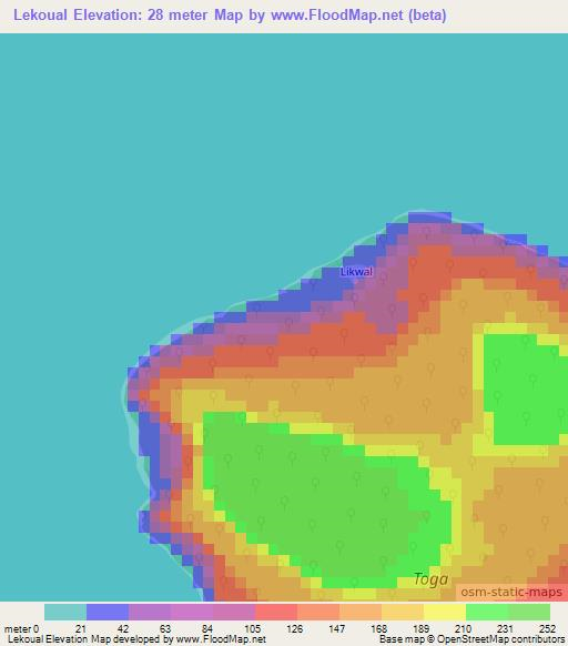 Lekoual,Vanuatu Elevation Map
