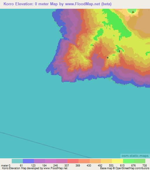 Korro,Vanuatu Elevation Map