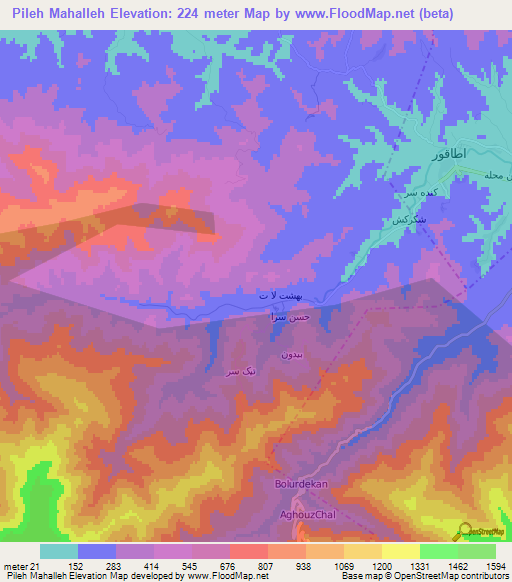 Pileh Mahalleh,Iran Elevation Map