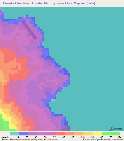 Beweto,Vanuatu Elevation Map