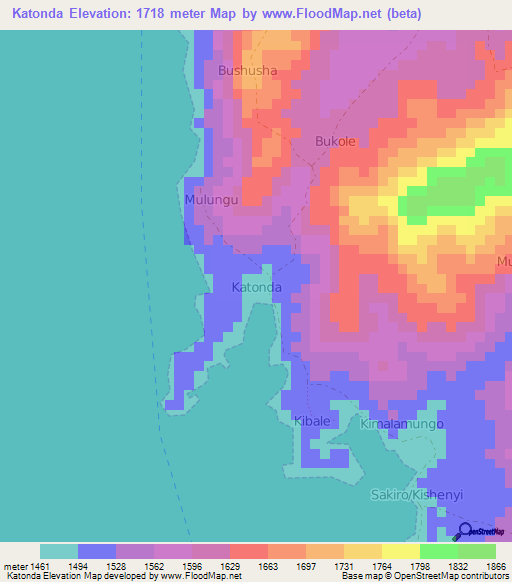 Katonda,Congo (Kinshasa) Elevation Map
