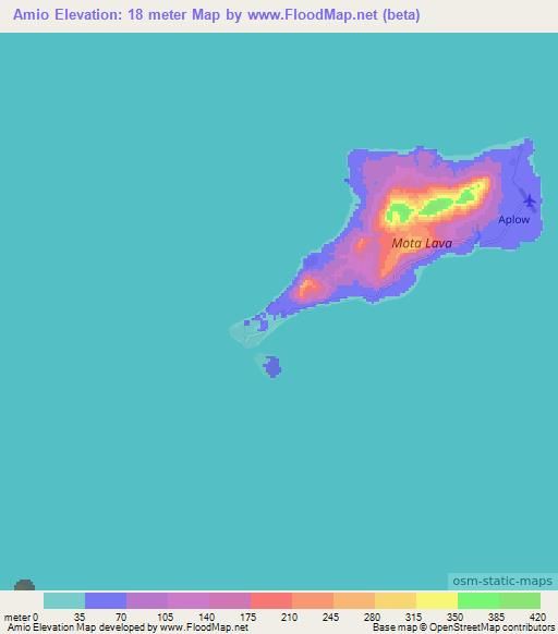 Amio,Vanuatu Elevation Map