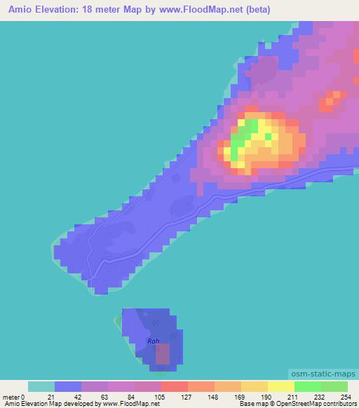 Amio,Vanuatu Elevation Map