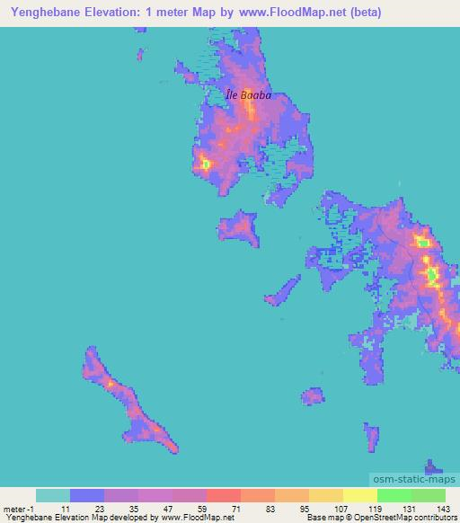 Yenghebane,New Caledonia Elevation Map