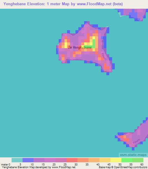 Yenghebane,New Caledonia Elevation Map