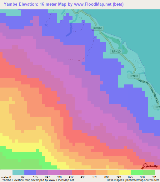 Yambe,New Caledonia Elevation Map