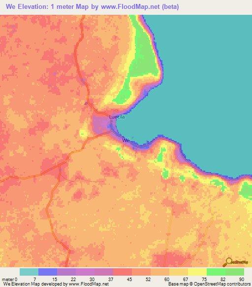 We,New Caledonia Elevation Map