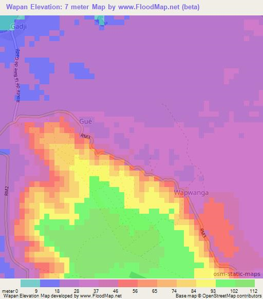 Wapan,New Caledonia Elevation Map