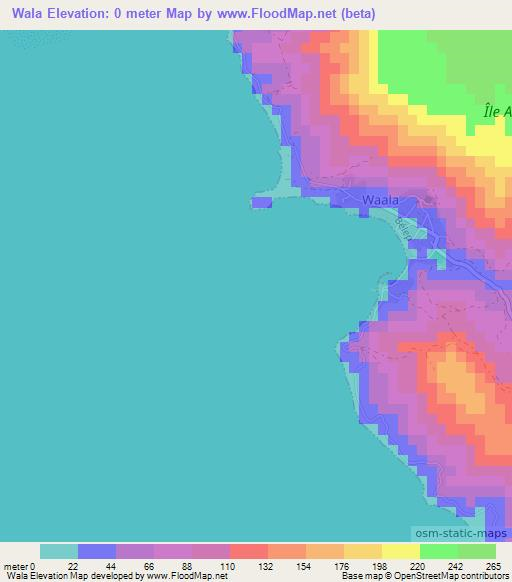Wala,New Caledonia Elevation Map