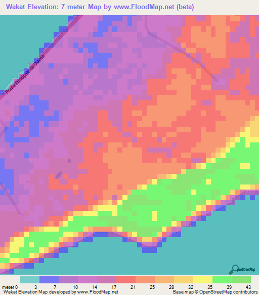 Wakat,New Caledonia Elevation Map