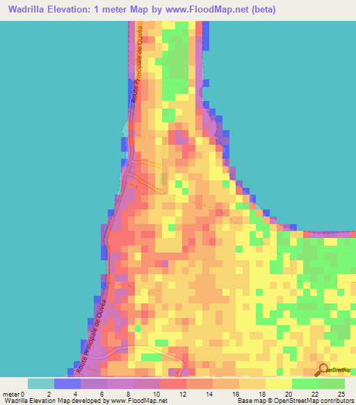 Wadrilla,New Caledonia Elevation Map