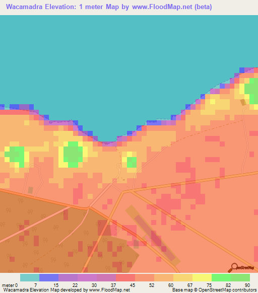 Wacamadra,New Caledonia Elevation Map