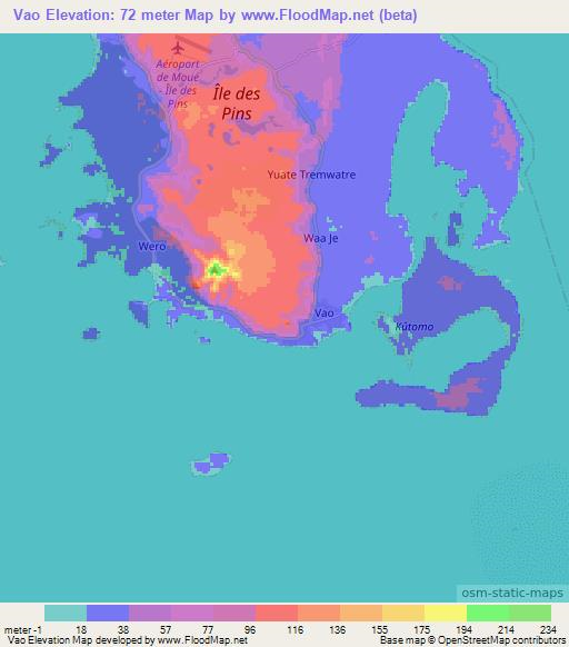 Vao,New Caledonia Elevation Map