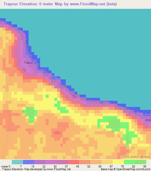 Trapour,New Caledonia Elevation Map