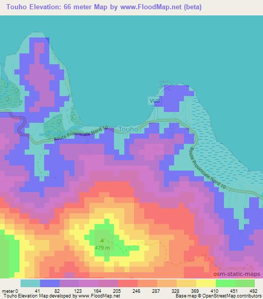 Touho,New Caledonia Elevation Map
