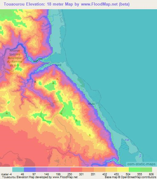 Touaourou,New Caledonia Elevation Map