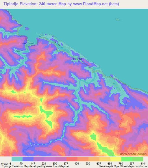 Tipindje,New Caledonia Elevation Map