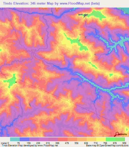 Tindo,New Caledonia Elevation Map