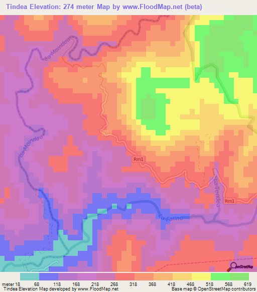 Tindea,New Caledonia Elevation Map