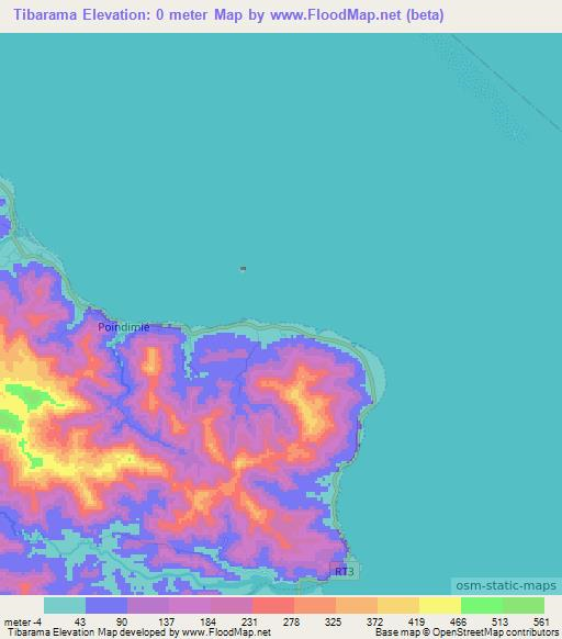 Tibarama,New Caledonia Elevation Map