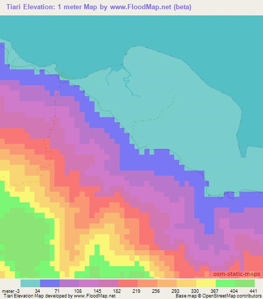 Tiari,New Caledonia Elevation Map