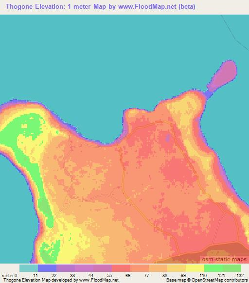 Thogone,New Caledonia Elevation Map