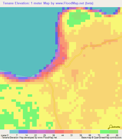 Tenane,New Caledonia Elevation Map