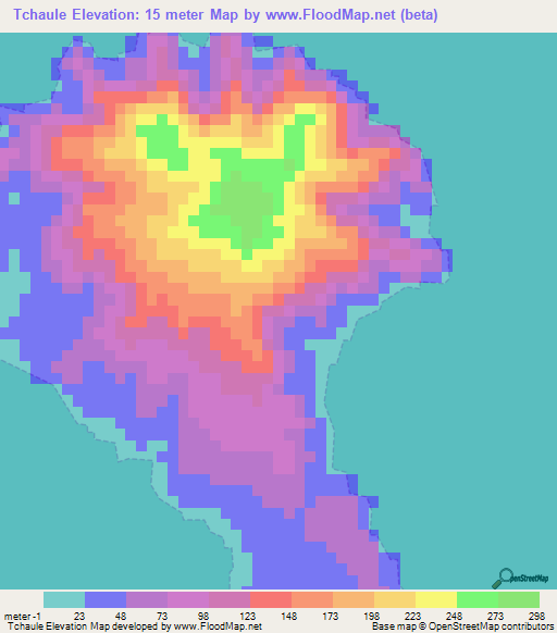 Tchaule,New Caledonia Elevation Map