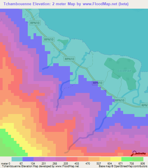 Tchambouenne,New Caledonia Elevation Map