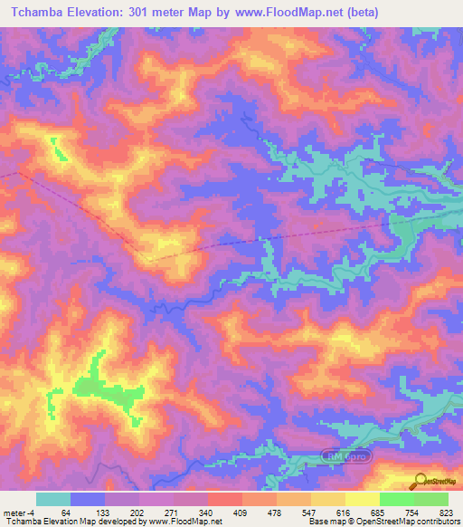 Tchamba,New Caledonia Elevation Map