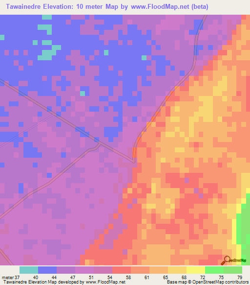 Tawainedre,New Caledonia Elevation Map