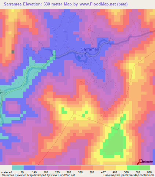 Sarramea,New Caledonia Elevation Map