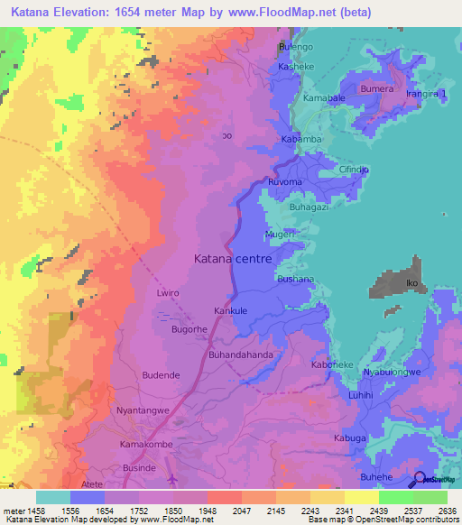 Katana,Congo (Kinshasa) Elevation Map