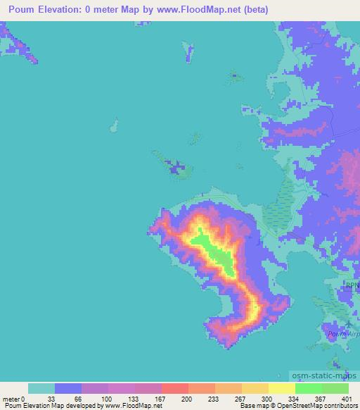 Poum,New Caledonia Elevation Map